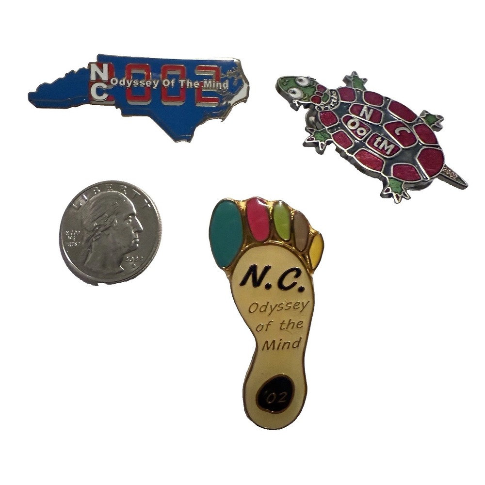 Vintage Turtle Foot Pin Brooch Lot (3) Odyssey of the Mind 2002 North Carolina - Picture 6 of 6